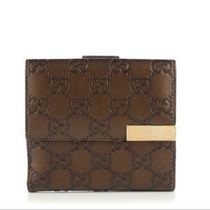 Metallic Brown Guccissima French Flap Wallet